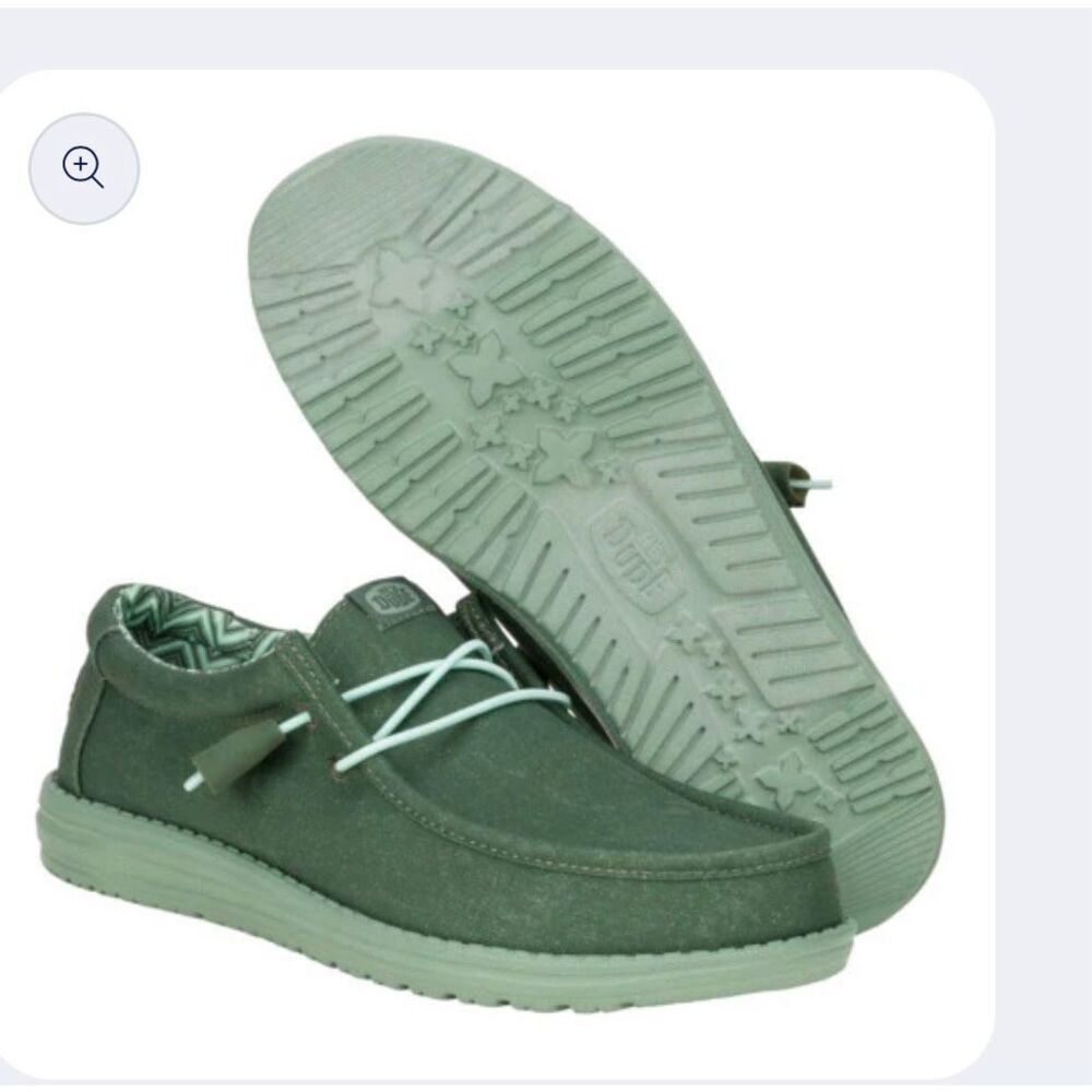 Hey Dude Olive Canvas Casual Slip-Ons with Light Laces